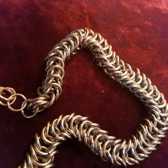 Vintage Handmade Chainmail Necklace Choker, Renaissance Faire - Picture 3 of 7